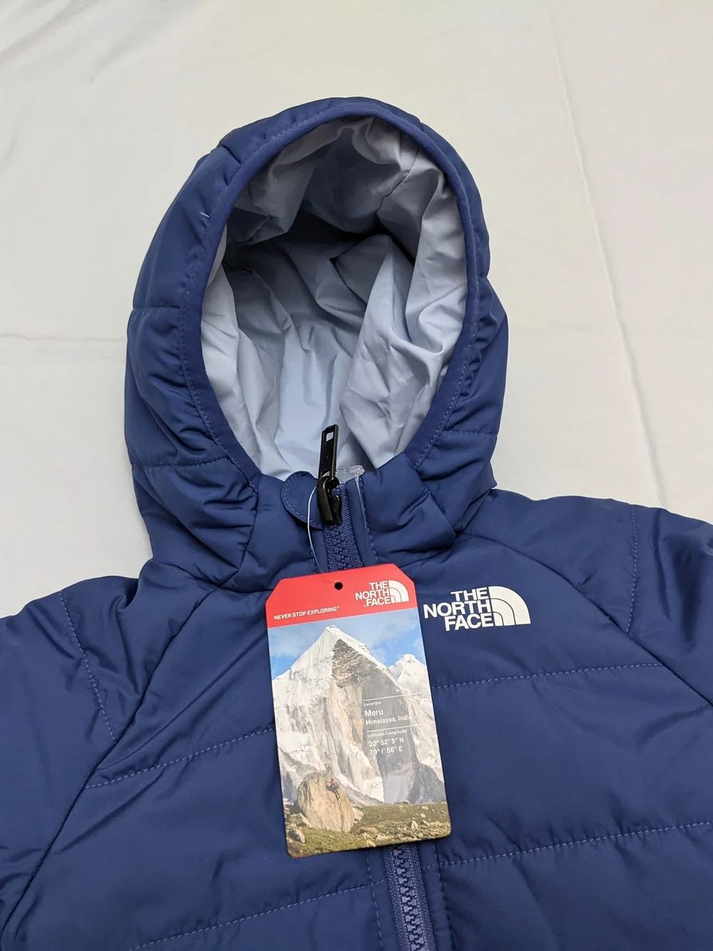 NWT The North Face Baby Boys Insulated Reversible Blue  Puffer Jacket Size 3-6 M